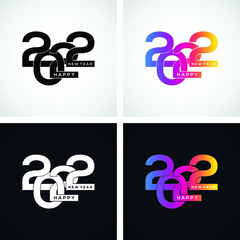 Happy New Year 2022 text design. Set of colour cover of business diary. Brochure design template  card  banner. Vector illustration.