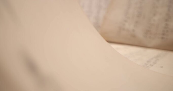 Musical notes, old musical note paper sheet. Super macro close up shoot fly over laowa 4k