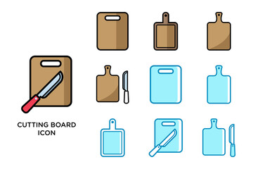 cutting board icon set vector design template