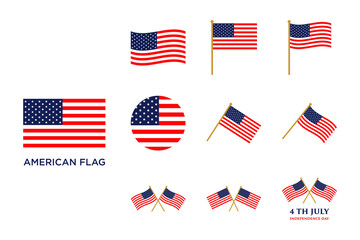 american flag icon set