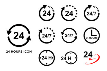 24 hours icon set vector design template