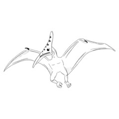 Graphic black and white dinosaur sketch. Hand-drawn dinosaurus isolated on white background, animal 