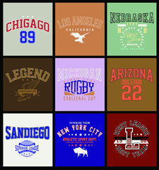 college label set. Vintage tee print