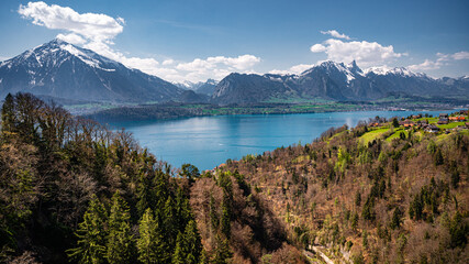 Panorama of the Alpine Lake Thun