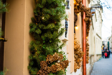 Christmas decorations old city