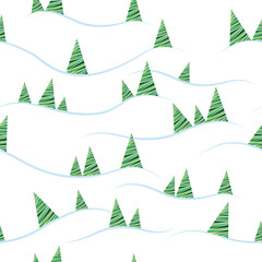Obraz premium Seamless white background with Christmas trees