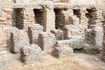 Remains of buildings of the ancient city Perge, Turkey. 11.20.2021 - Antalya, Turkey
