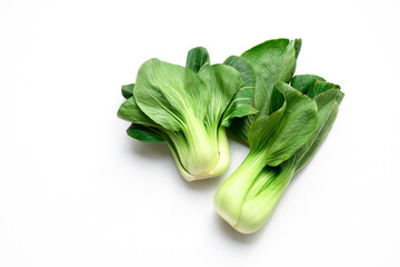 Two Chinese mustard green are on a white background.