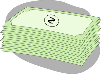 Stack of dollars. Pile of dollars. Cash, currency, vector graphics