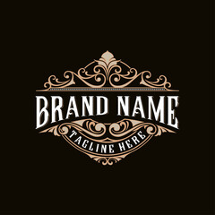 luxury logo. decoration, ornament line, vintage style for barber shop, salon, boutique, hotel, shop sign, vector design