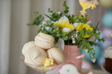 Happy Easter. Congratulatory easter background. Easter objects.