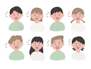 手描き風の子どもたちのイラストセット（ひらめき・発見）