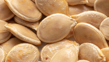Close-up of pumpkin seeds as background