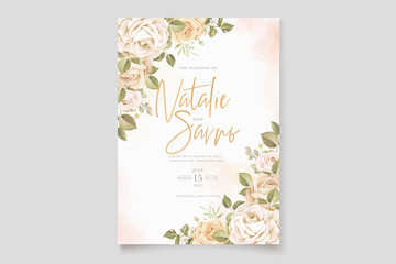 hand drawn soft roses invitation card set