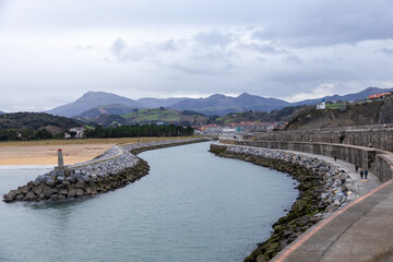 spur and zumaia beach in cloudy day