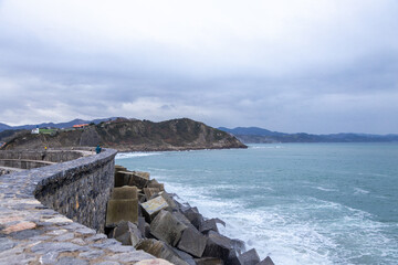 wall of zumaia in front of the Cantabrian sea
