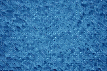 3d illustration blue  rhombus pattern . Set of squares on monocrome background, pattern. Geometry  background, pattern