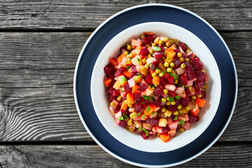 russian vinaigrette, salad of diced cooked veggies