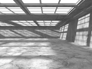 Abstract architecture background. Empty rough concrete interior