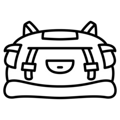 Obraz premium A wide backpack for small people. Low roomy backpack for tourism. Vector icon, outline, isolated