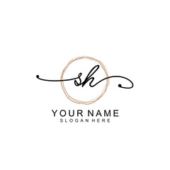SH initial Signature logo template vector