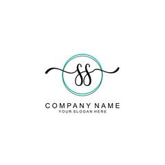 SS Initial handwriting logo with circle hand drawn template vector