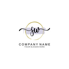SW Initial handwriting logo with circle hand drawn template vector