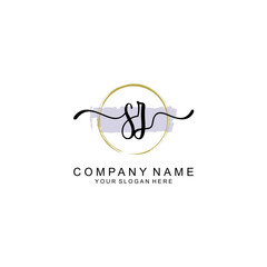 SZ Initial handwriting logo with circle hand drawn template vector