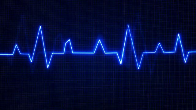 Digital pulse trace animation, Blue color glowing heartbeat animated