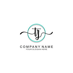 TZ Initial handwriting logo with circle hand drawn template vector
