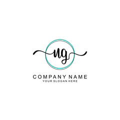 UG Initial handwriting logo with circle hand drawn template vector