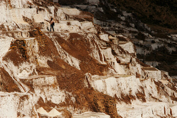 View of salt mines or ponds in Maras, Peru. They are known as Salineras in Spanish. High quality photo