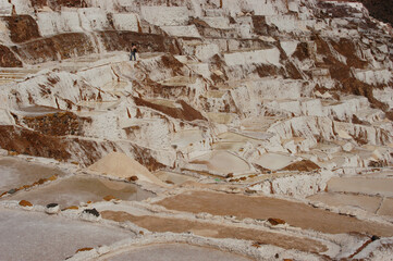 View of salt mines or ponds in Maras, Peru. They are known as Salineras in Spanish. High quality photo