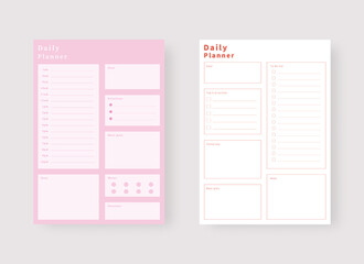 Daily planner template. Set of planner and to do list. Modern planner template set. Vector illustration. 