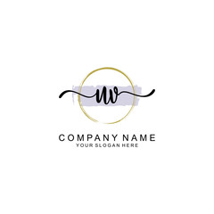 UV Initial handwriting logo with circle hand drawn template vector