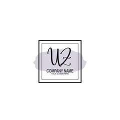 Letter UZ minimalist wedding monogram vector
