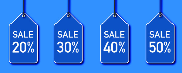 Sale percentage. Blue on blue background