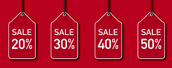 Sale percentage. Red on red background