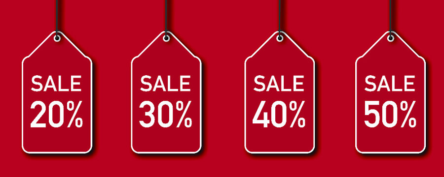 Sale percentage. Red on red background