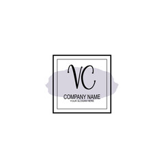 Letter VC minimalist wedding monogram vector