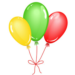 yellow, green and red balloons