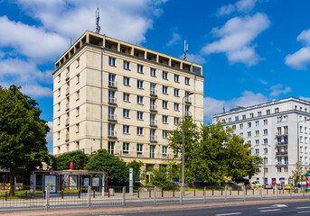 Historic exclusive military residential building at 125 Niepodleglosci and Dabrowskiego street in Mokotow district of Warsaw in Poland © Art Media Factory