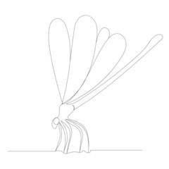 dragonfly drawing by one continuous line, isolated, vector