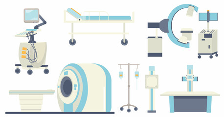 medical apparatus mri, dropper, ultrasound, isolated, vector