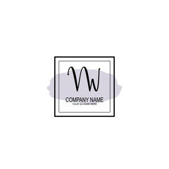 Letter VW minimalist wedding monogram vector