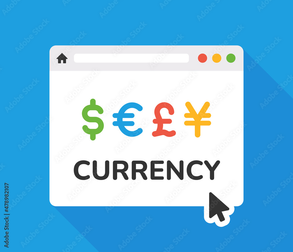 Poster money currency symbol on web browser icon vector illustration. exchange concept