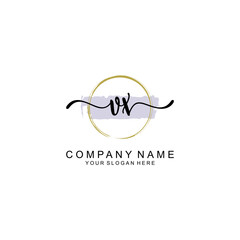 VX Initial handwriting logo with circle hand drawn template vector