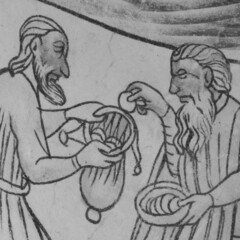 Fototapeta na wymiar Judas gets Thirty pieces of silver for the betrayal of Jesus