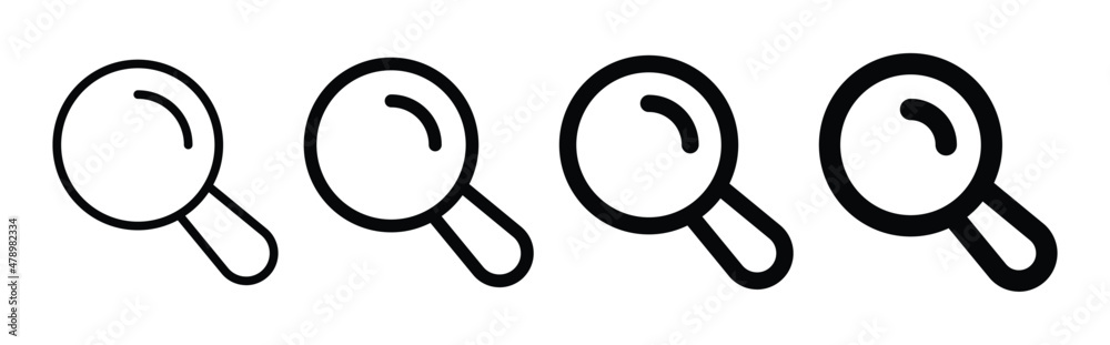 Poster search icon set. magnifying glass icon flat line design vector illustration.