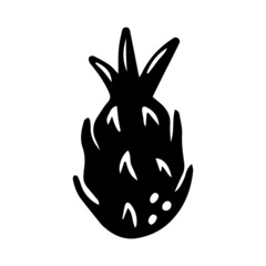 Hand drawn dragon fruit, black doodle element.
